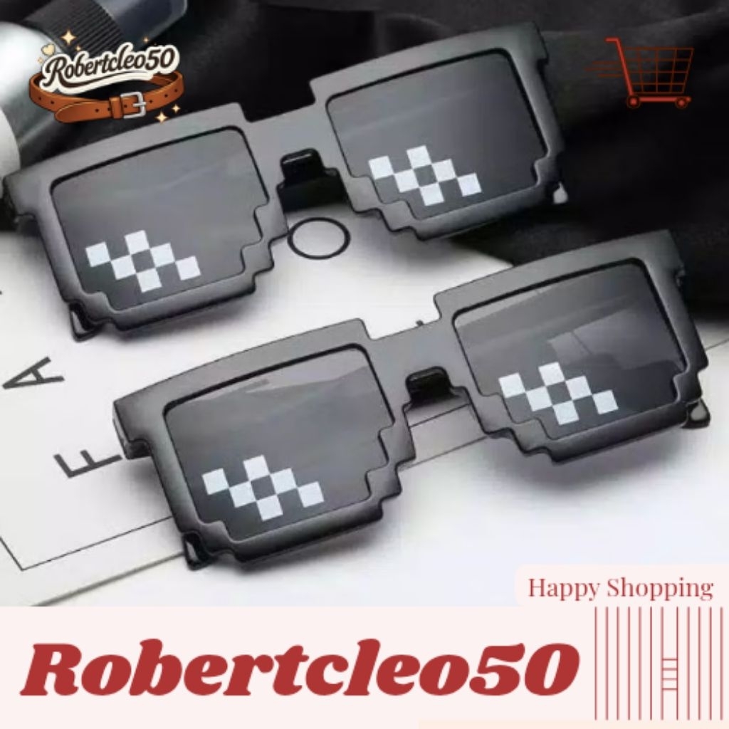 (KM6) Kacamata Thug Life Kotak Oversized Kacamata Mozaic Hitam Thug Life Kacamata Tik Tok