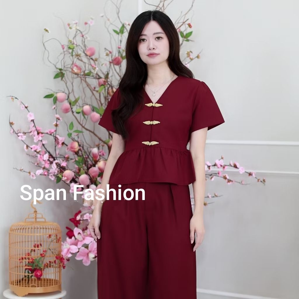 SpanFashion BY241264 Baju Merah Wanita Imlek Sincia
