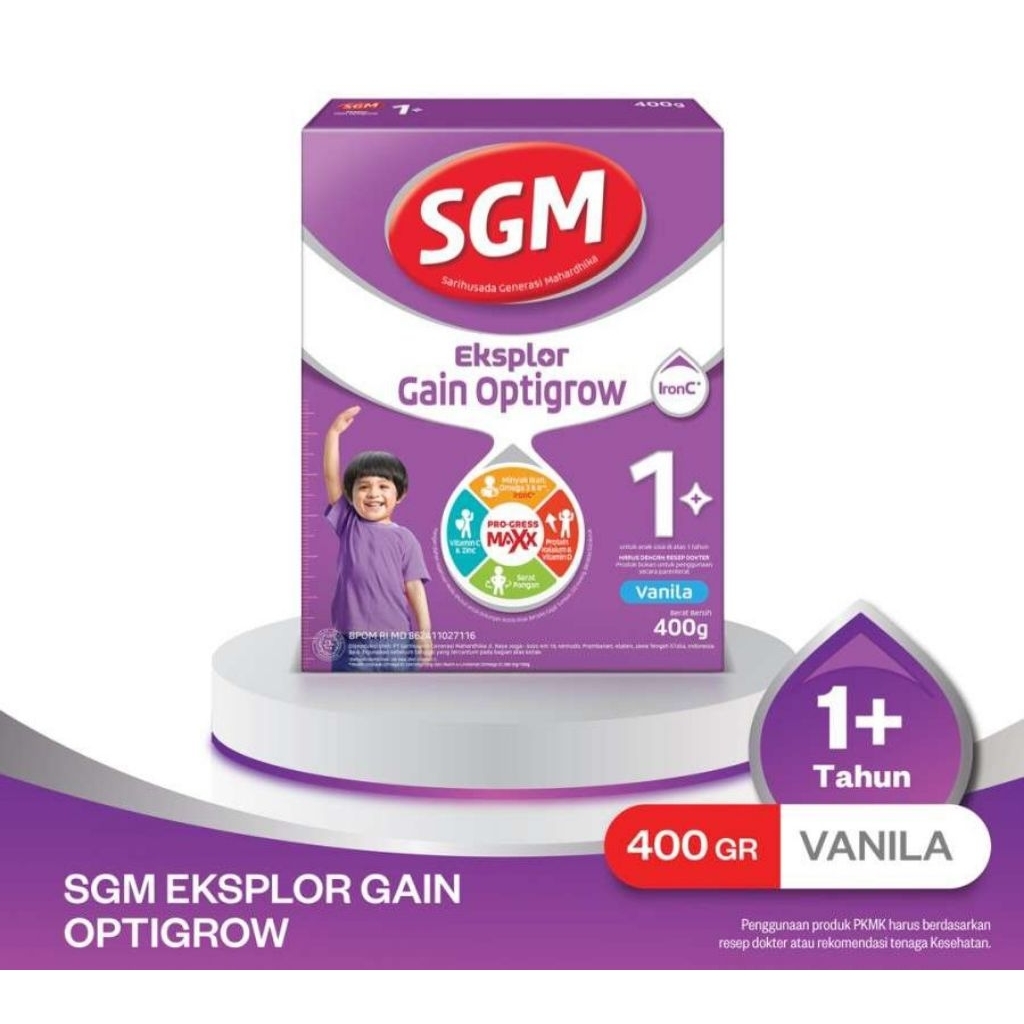 SGM Eksplor Gain Optigrow 1+ 400gr Susu Tinggi Kalori untuk Anak Usia 1-5 Tahun