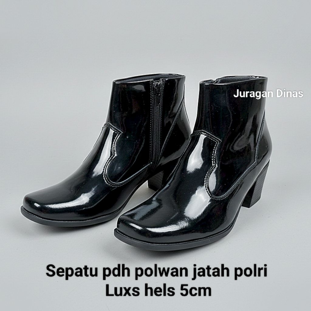(Hels 5cm Luxs) Sepatu PDH Angkelbots Polwan Wanita Jatah Polri / Sepatu Secwan