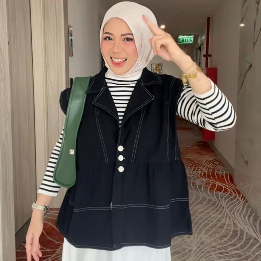 VEST WANITA JEANS OVERSIZE - MELODIE VEST JEANS / VEST DENIM Allsize Fit XXL / JACKET JEANS OVERSIZE