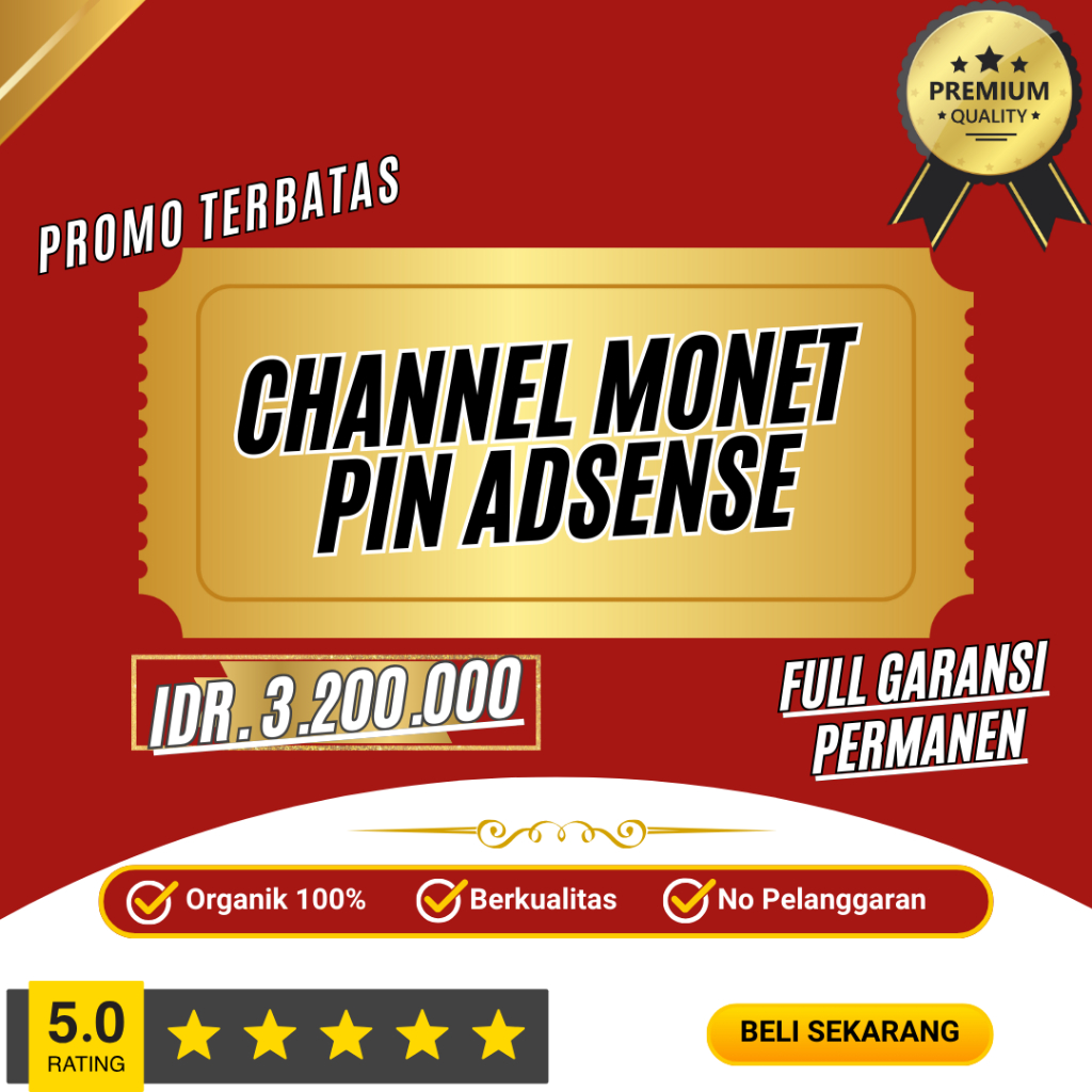 CHANNEL YOUTUBE MONET SEPAKET ADSENSE PIN BERKUALITAS 100%