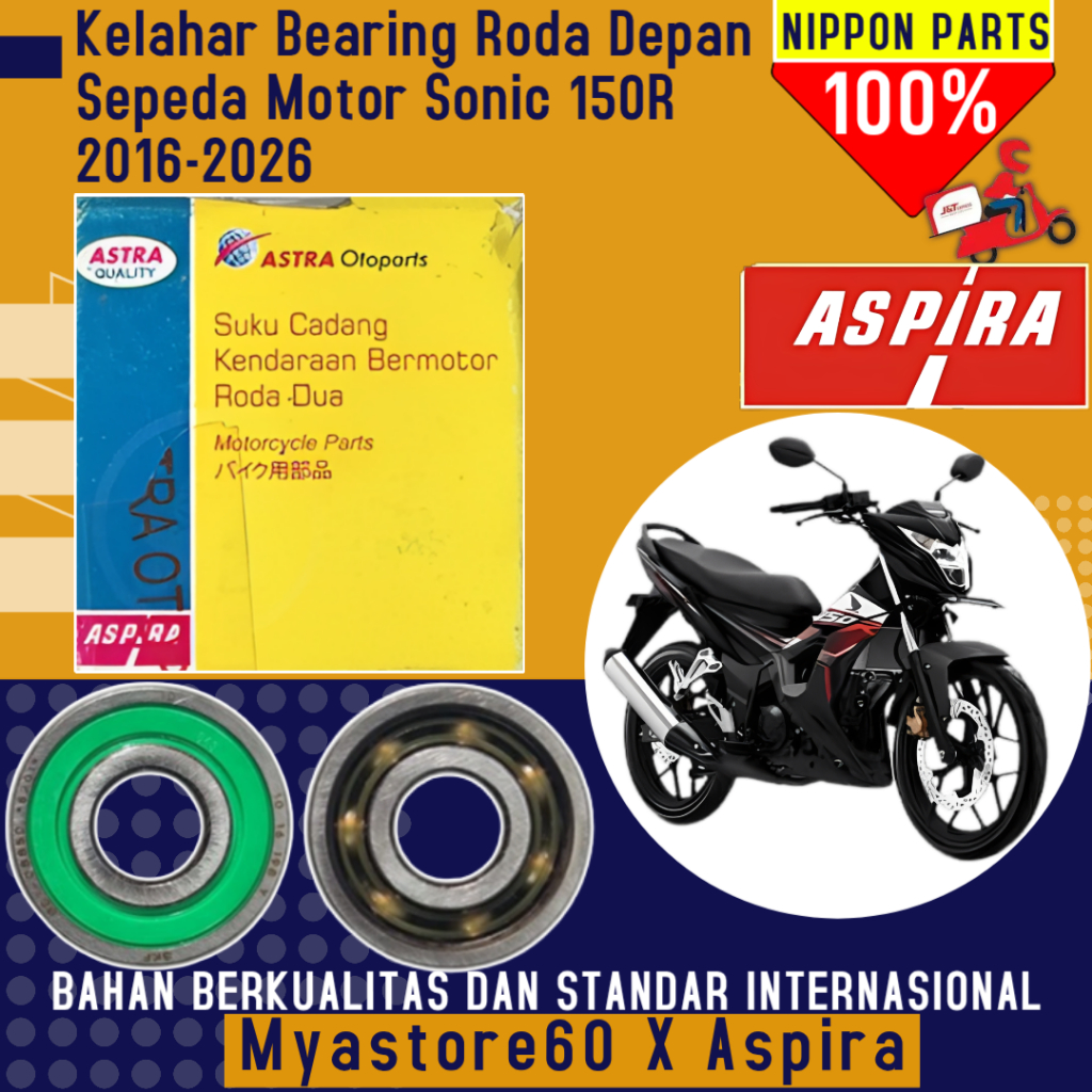 ORIGINAL ASPIRA Bearing Roda Motor Laher Aspira BB1-0885D Sepeda Motor Honda Sonic 150R 2016-2026 Ku