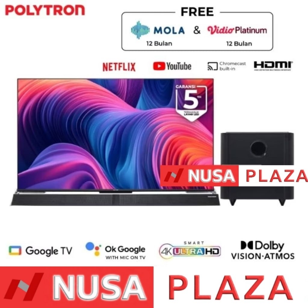 TV POLYTRON 50 4K UHD GOOGLE TV CINEMAX SOUNDBAR PLD-50BUG5959 / PLD-50BUG5058 (KHUSUS MEDAN)