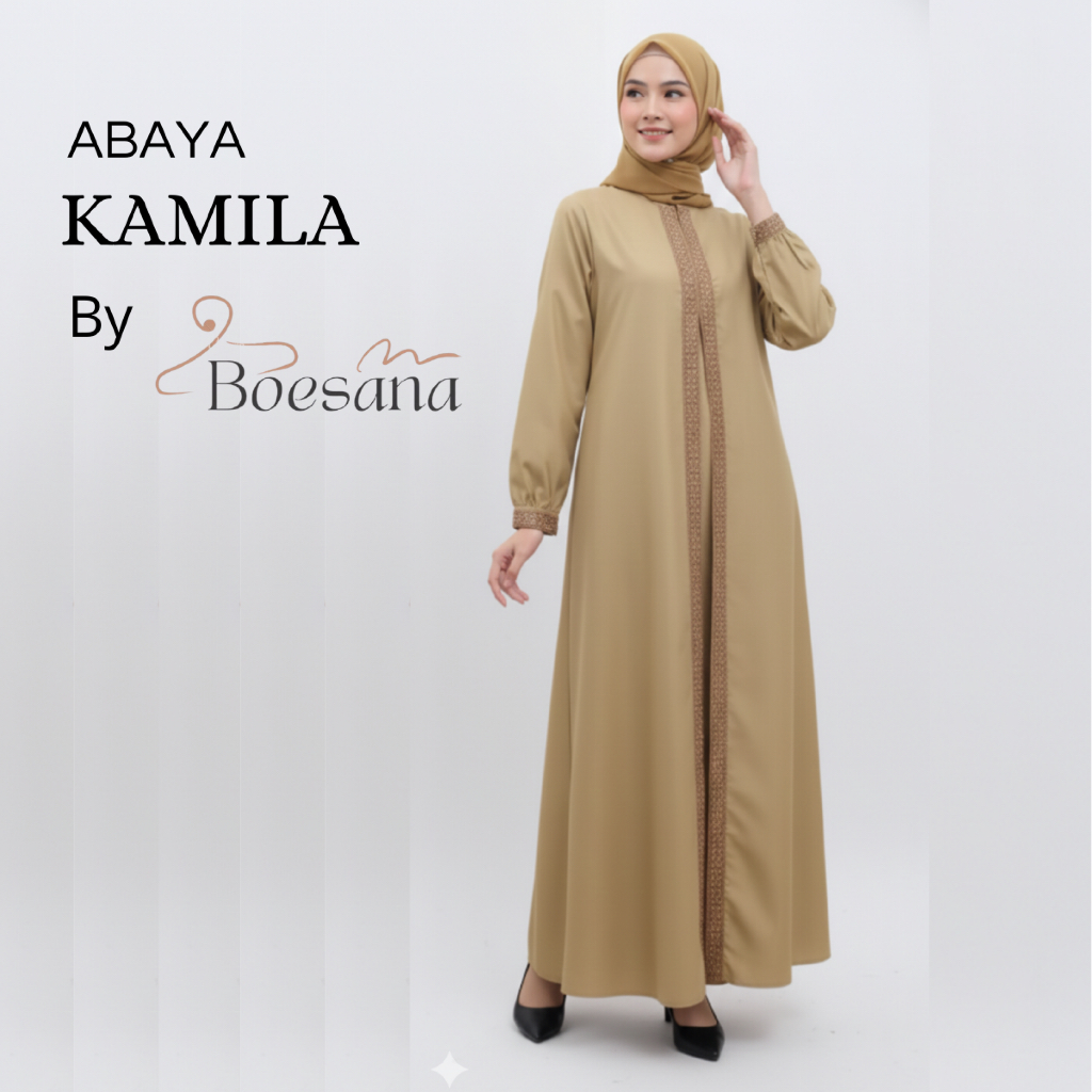 Boesana Kamila Abaya Madina Arabic Style Renda Bordir Gamis Terbaru