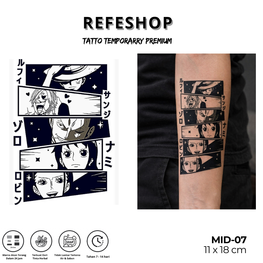 Tato Temporer Anime One Piece SHP– Temporary Tattoo Premium Waterproof 11×18cm