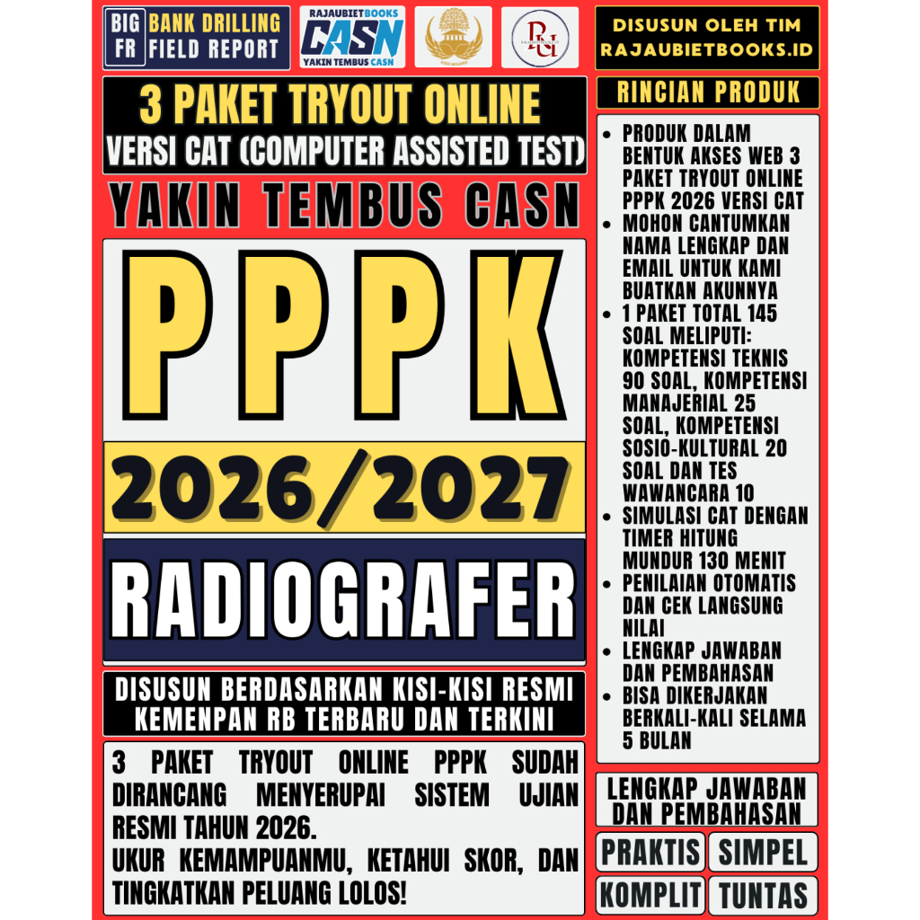 LATIHAN SOAL TRYOUT ONLINE PPPK RADIOGRAFER DAN SIMULASI UJIAN RESMI PPPK RADIOGRAFER 2026
