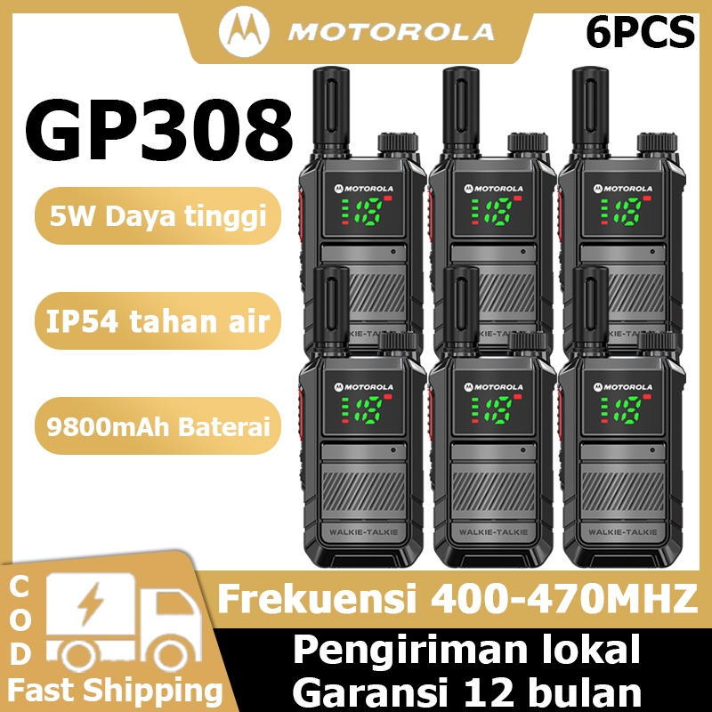 [6PCS] HT Motorola GP308 16Channels Mini Walkie Talkie  5Watt High Power UHF 400-470Mhz Long Range 1