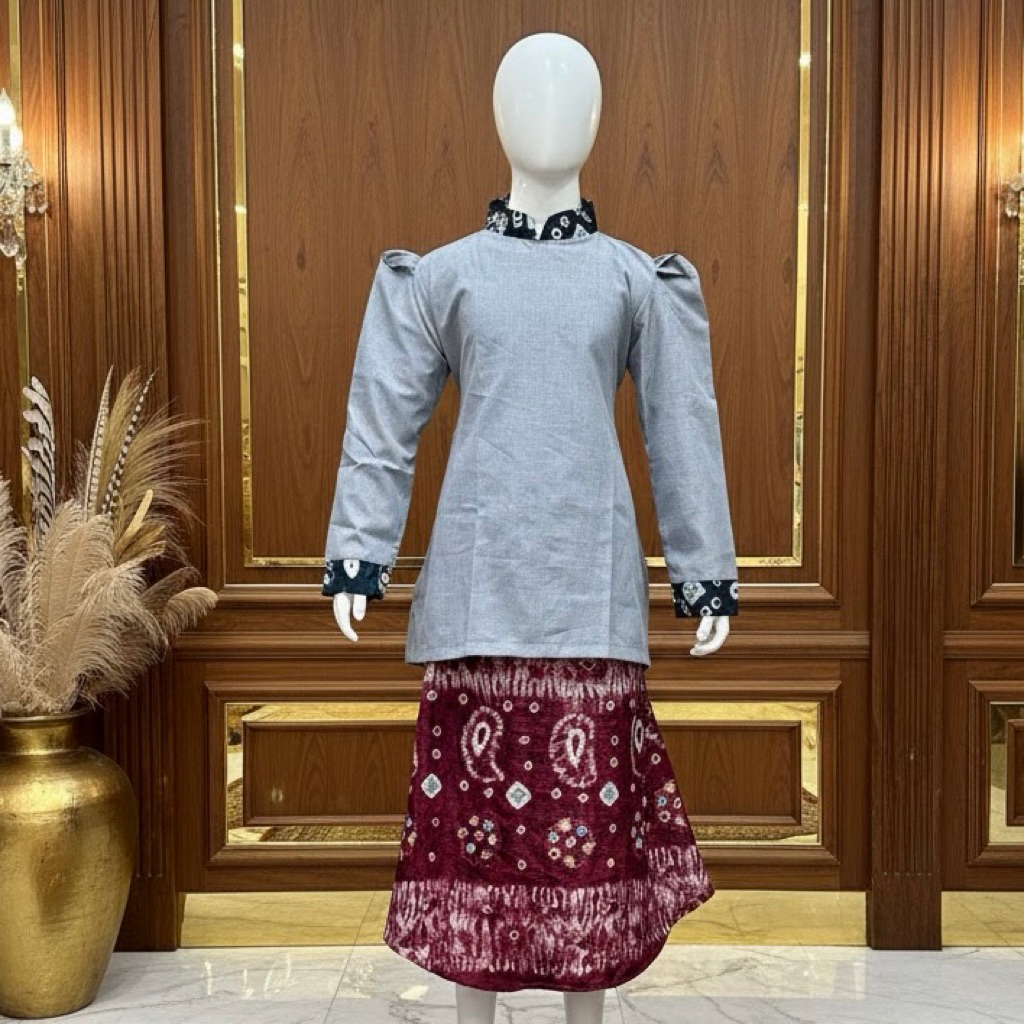 GAMIS COUPLE ANAK JUMPUTAN POLA MOTIF RANDOM BATIK ETNIK PALEMBANG