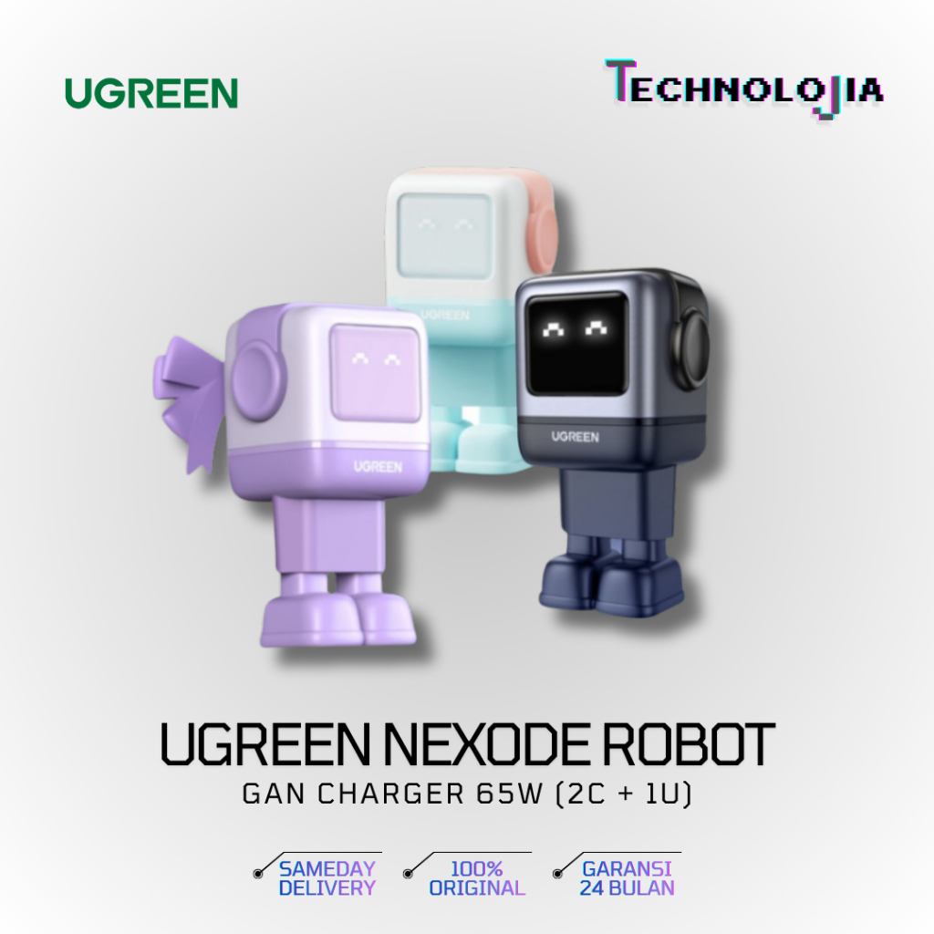Kepala Charger Robot UGREEN Charger GAN Nexode ROBOT Mini Size PD Fast Charging 65W