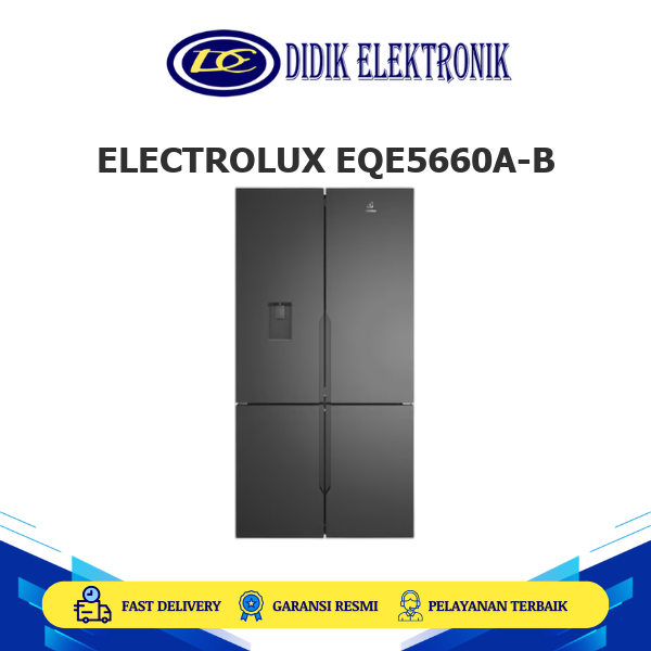 ELECTROLUX EQE5660A-B Kulkas 4 Pintu Side By Side 562L W/Dispenser Taste Seal Plus EQE5660A