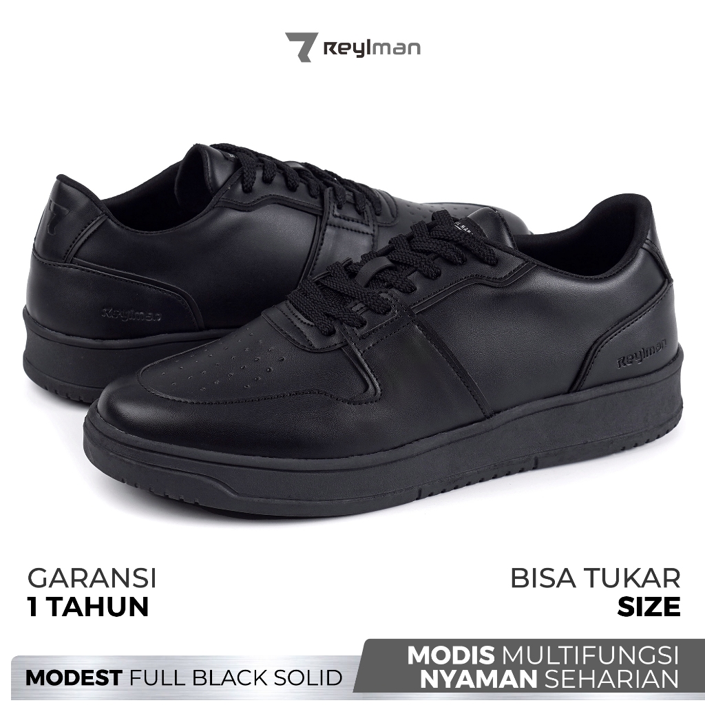 REYL MAN | MODEST Full Black Solid | Sepatu Casual Pria | Sepatu Kerja Pria | Sneakers Pria | Sepatu