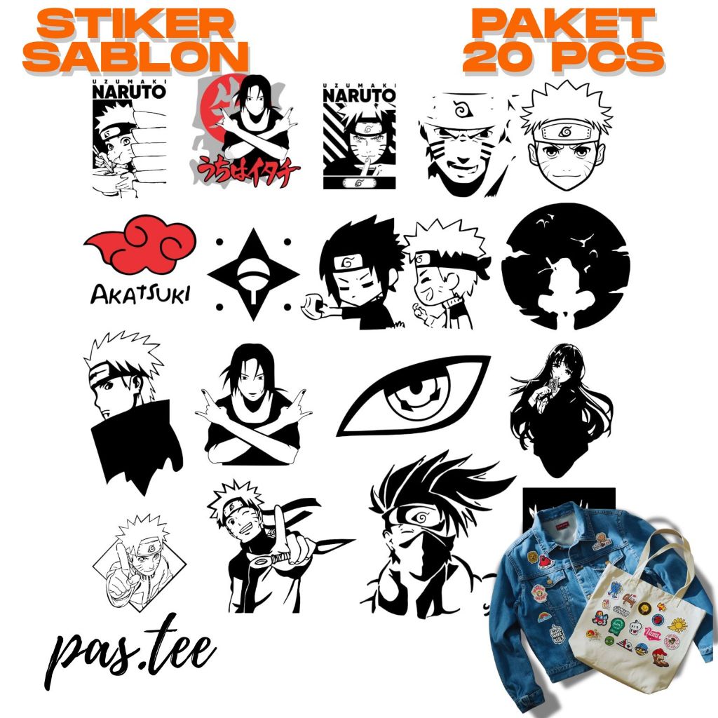 Paket Sablon DTF Siap Press Anime Naruto Shippuden Sticker Baju Setrika Grosir HEMAT