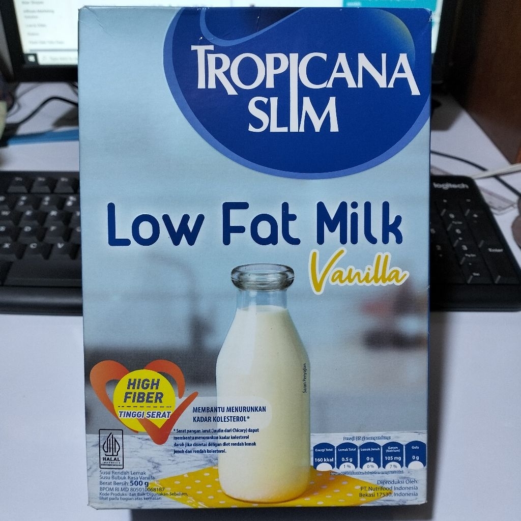 Tropicana Slim Susu Low Fat Milk Vanila 500g/ Susu Bantu Diet  Turunkan Kolesterol