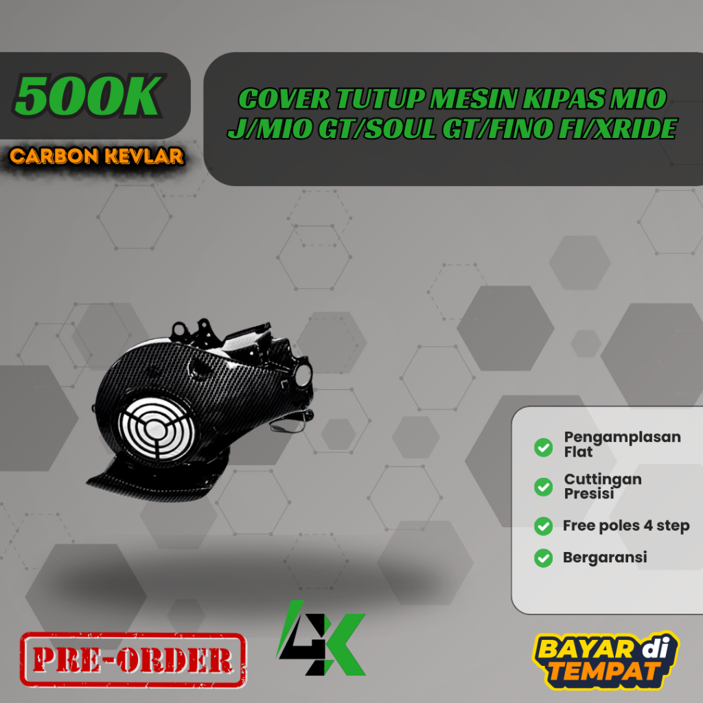 Cover Tutup Mesin Kipas Mio J Mio GT Soul GT Fino Fi Xride Carbon Kevlar Karbon Fiber
