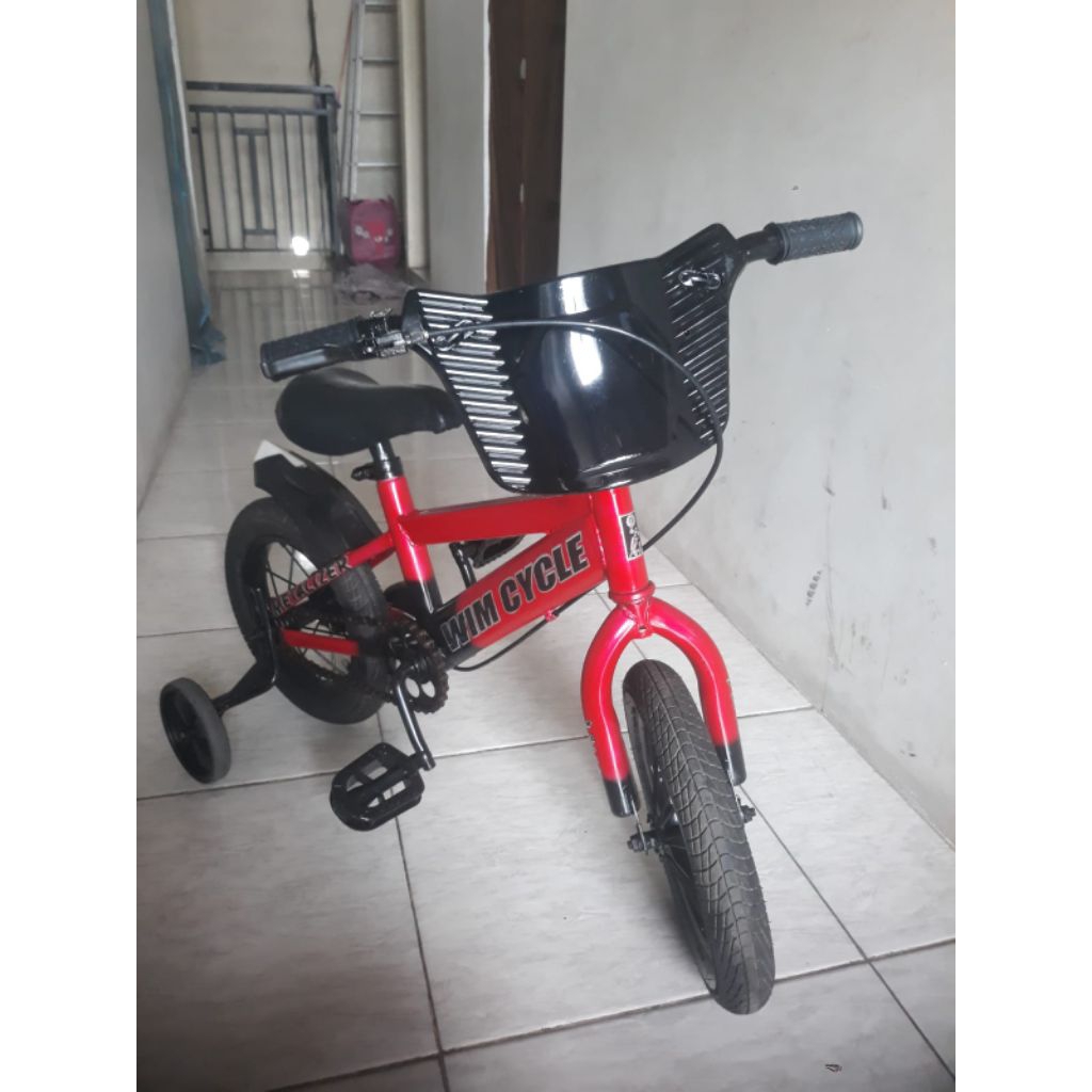 SEPEDA BEKAS UK 12" WIMCYCLE / SEPEDA ANAK SECOND UKURAN 12 INCH MERK WIMCYCLE REPAINT (CAT ULANG) D
