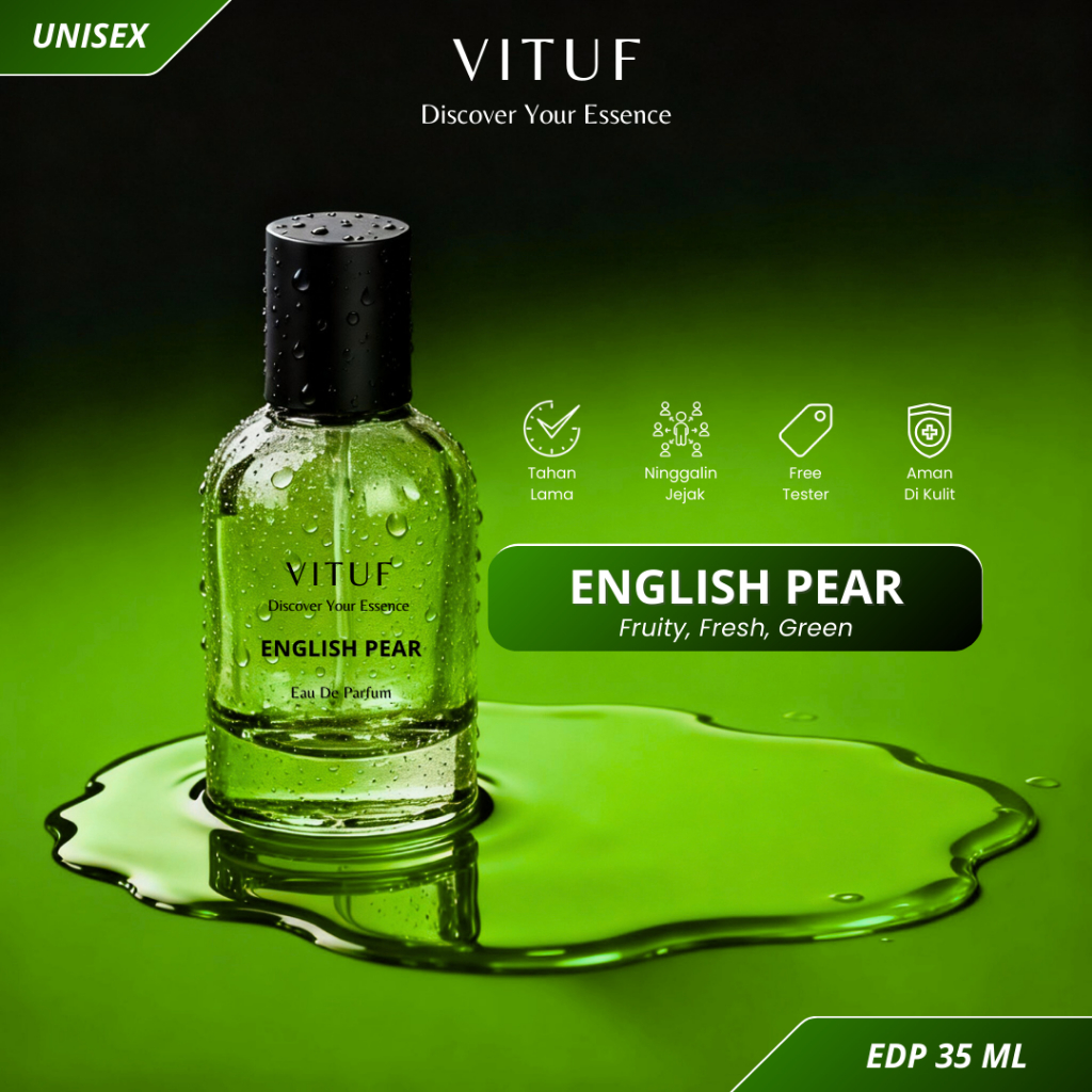VITUF Parfum Wanita Pria English Pear Wangi Buah Segar Green Tahan Lama