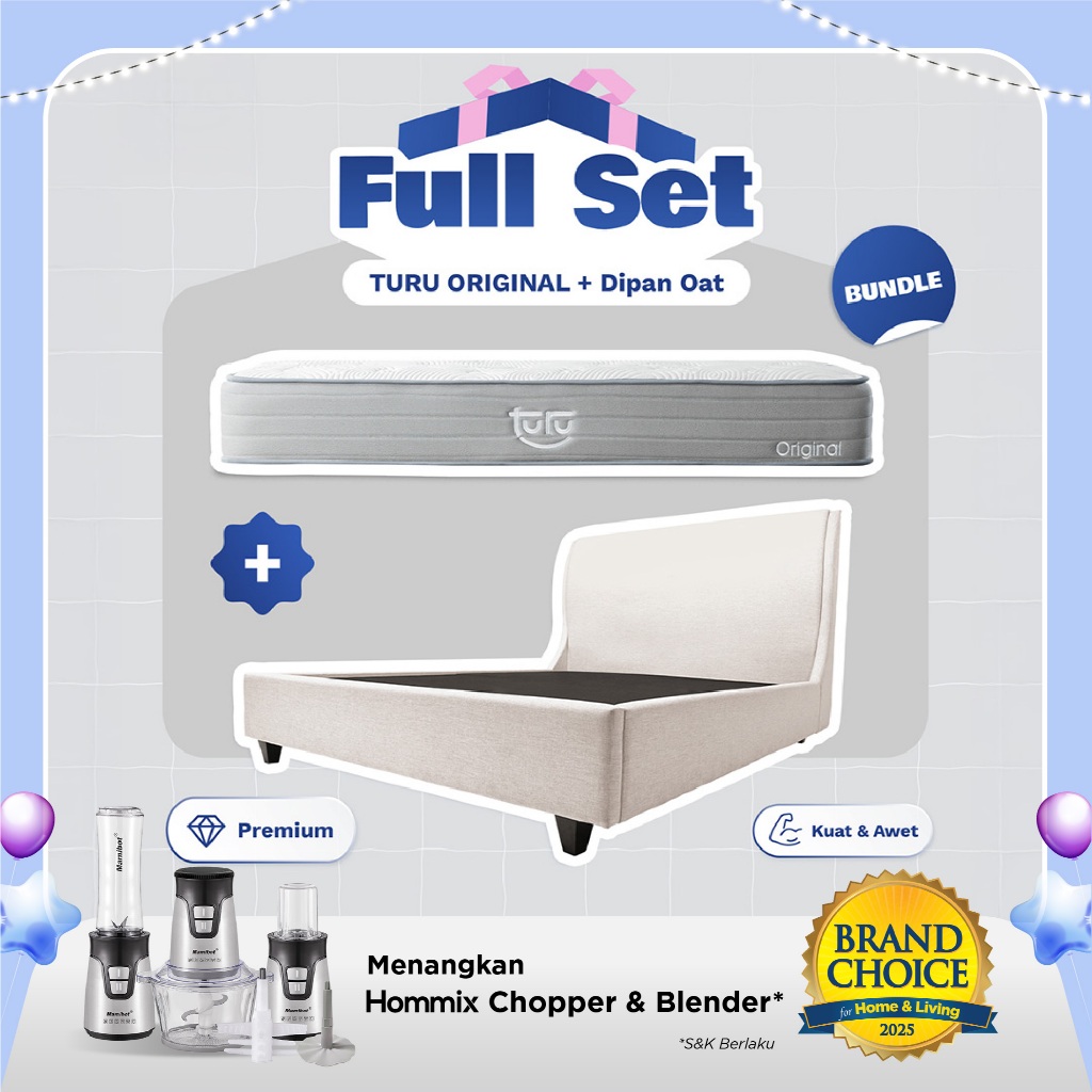 Set Bundle Pocket Spring Bed TURU ORIGINAL + Dipan PEANUT / OAT TURU - FULL SET TERMURAH TERLARIS