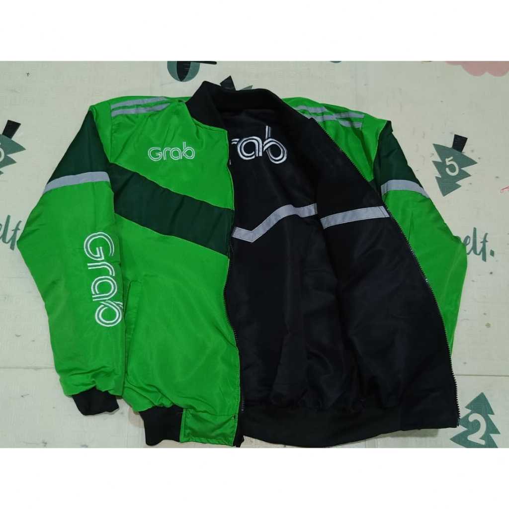 JAKET GRAB HIJAU BOLAK BALIK GRAB LAGI WARNA HITAM KEREN READY SIZE JUMBO 4XL 5XL 6XL 7XL TERBARU 20