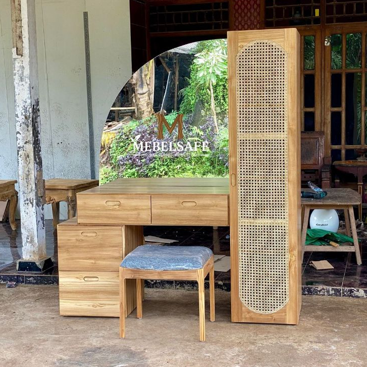 meja rias jati minimalis custom lemari penyimpanan serbaguna