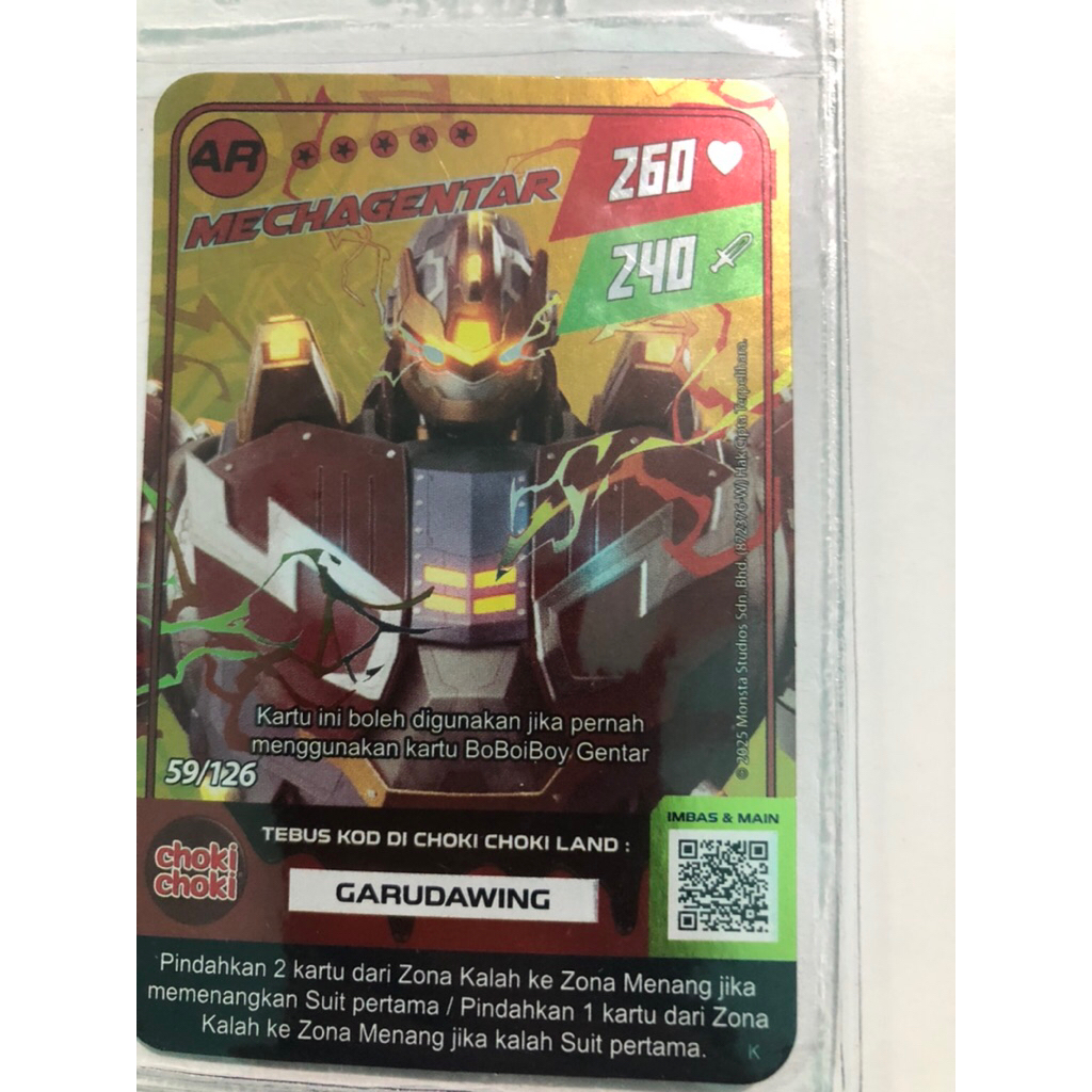 Kartu Boboiboy x choki choki Mecha Gentar AR