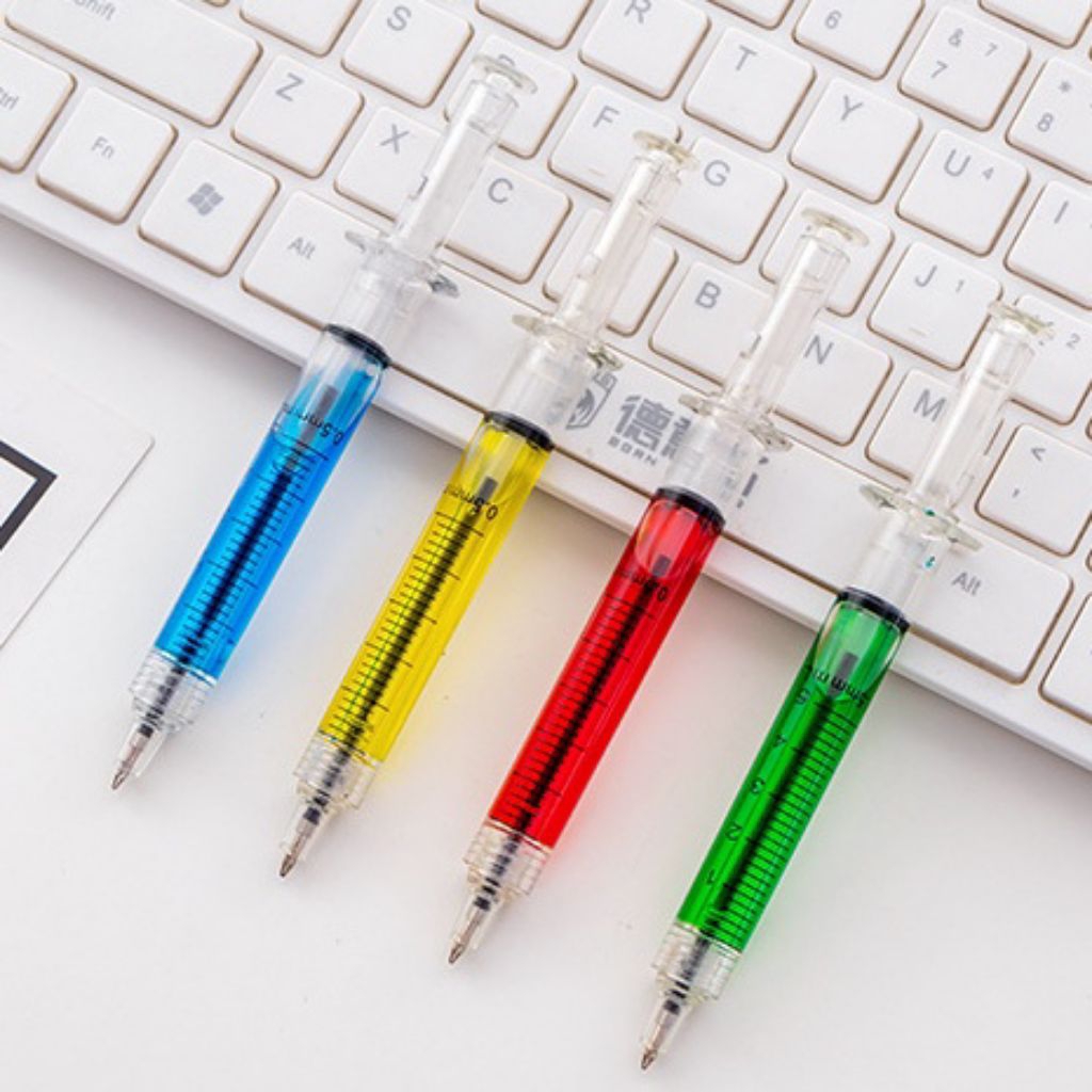 Pulpen Jarum Suntik Lucu Kuning - Desain Unik, Aesthetic, Cocok untuk Anak Sekolah