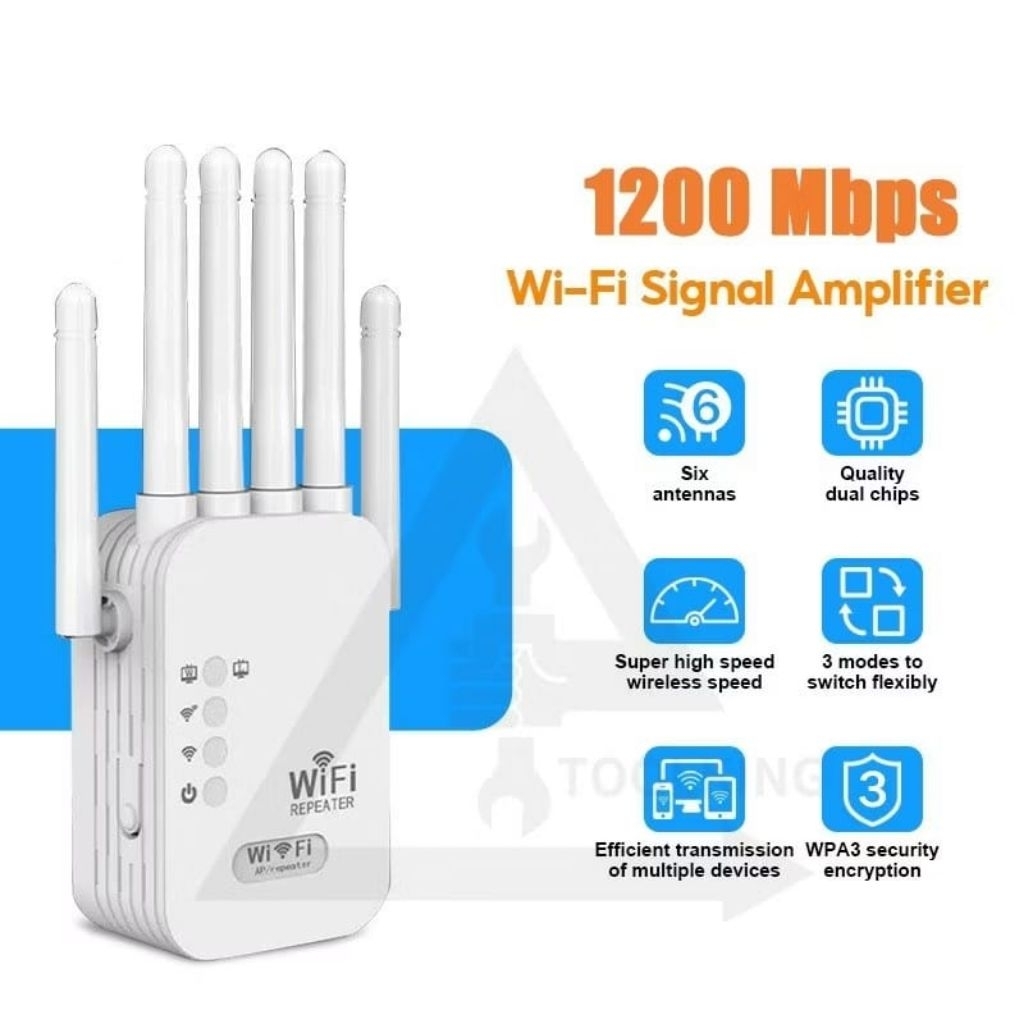 Wifi Repeater Penguat Sinyal Wifi / Peluas Sinyal Wifi. Jarak 25-30 meter 1200 Mbps