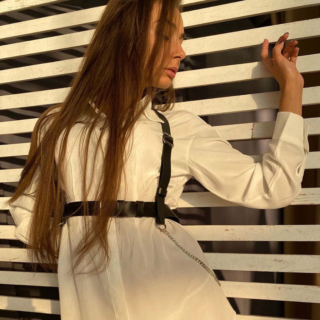 Sabuk fashion wanita gaya jalanan punk, rantai sabuk, tali dekoratif, tali korset ketat, aksesori pa