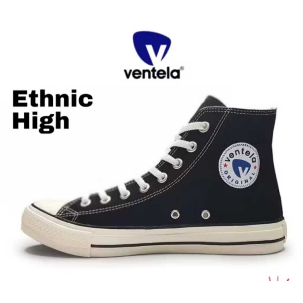 Sepatu Ventela BTS Ethnic High Hitam Putih Premium Pria&Wanita