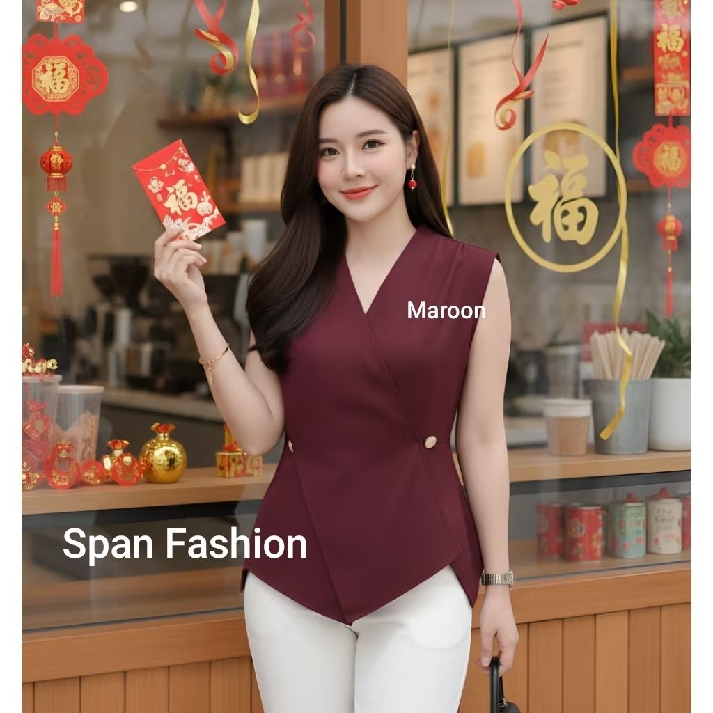 SpanFashion BC241267 Baju Merah Imlek Sincia Wanita