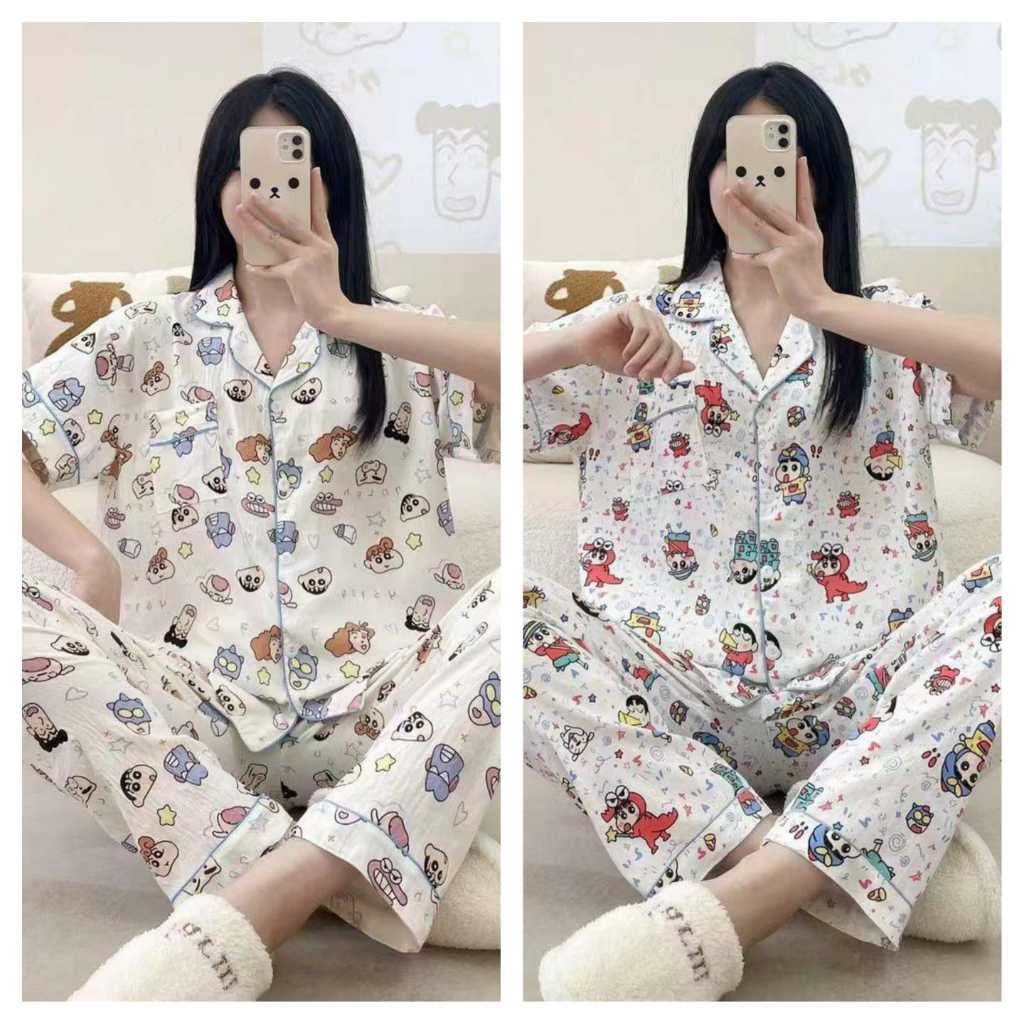 CPKCDWS -250126-  PIYAMA WANITA IMPORT CP KANCING BAHAN KATUN ORGANIK PREMIUM BY LEISURE WEAR