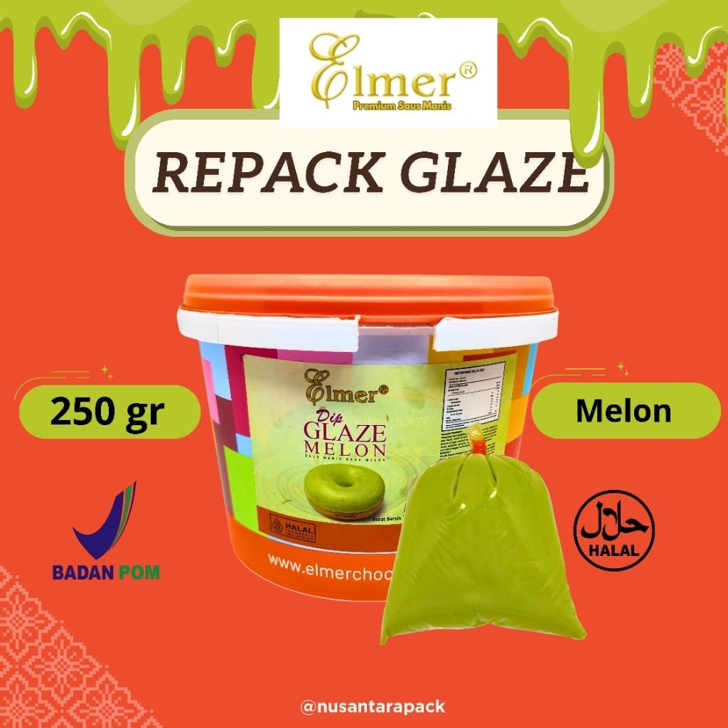 Glaze Melon 250 gr elmer repack | Premium topping Donat & Dessert