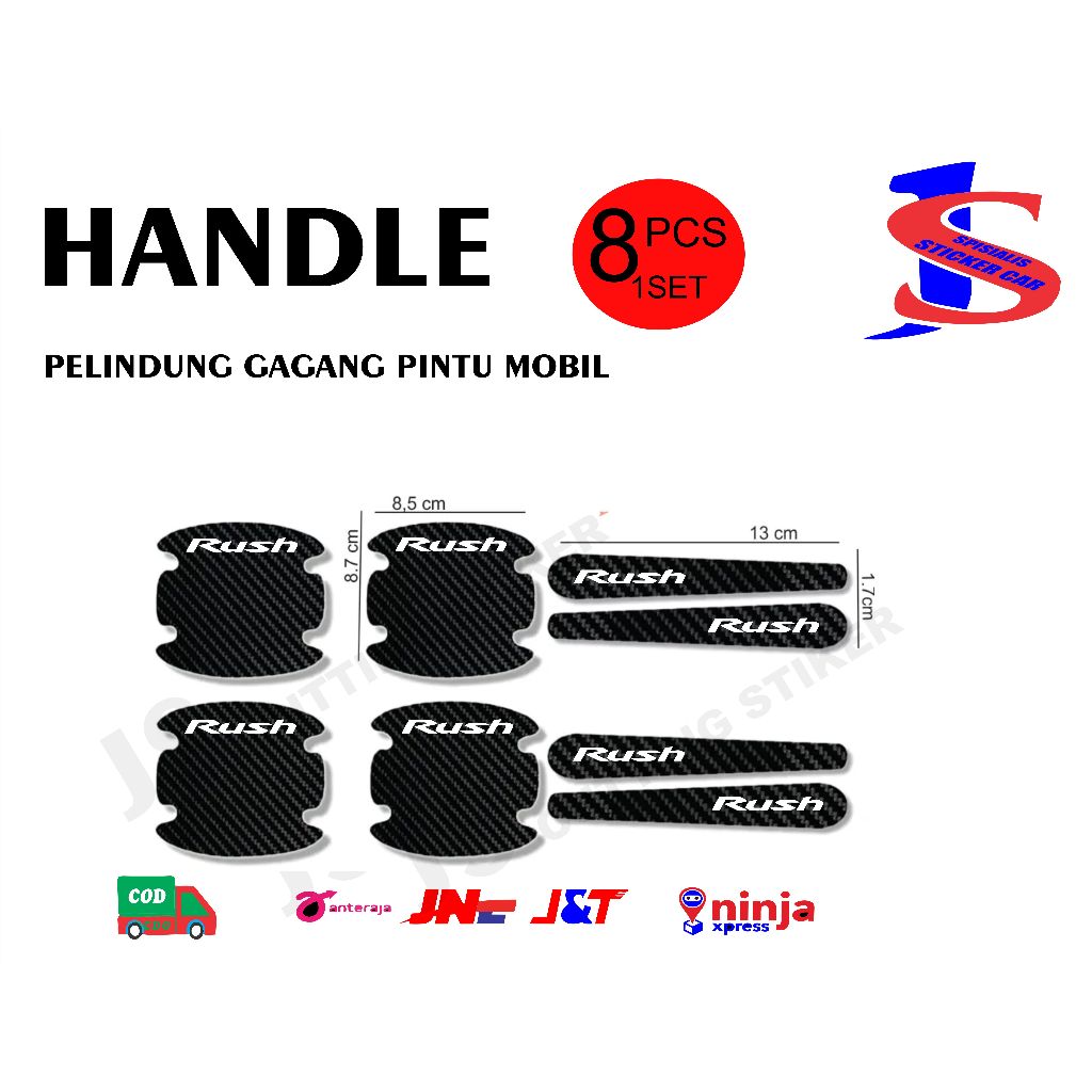 8pcs stiker handle mobil toyota rush stiker pelindung gagang pintu mobil toyota rush