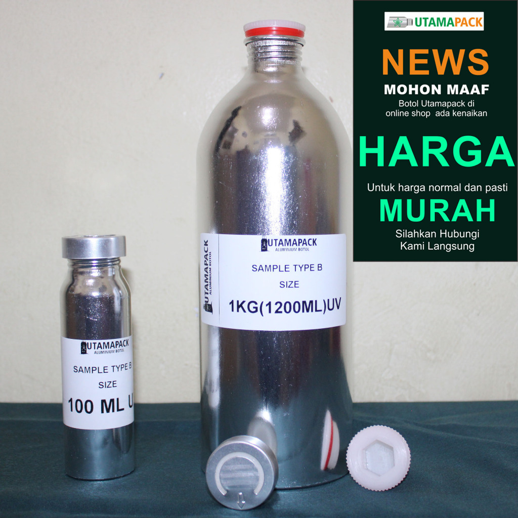 BOTOL KALENG ALUMUNIUM  1liter  1 liter 1000,ml ALUMINIUM  BIBIT PARFUM 1KG 1 KG 1kilogram  (1200 ML