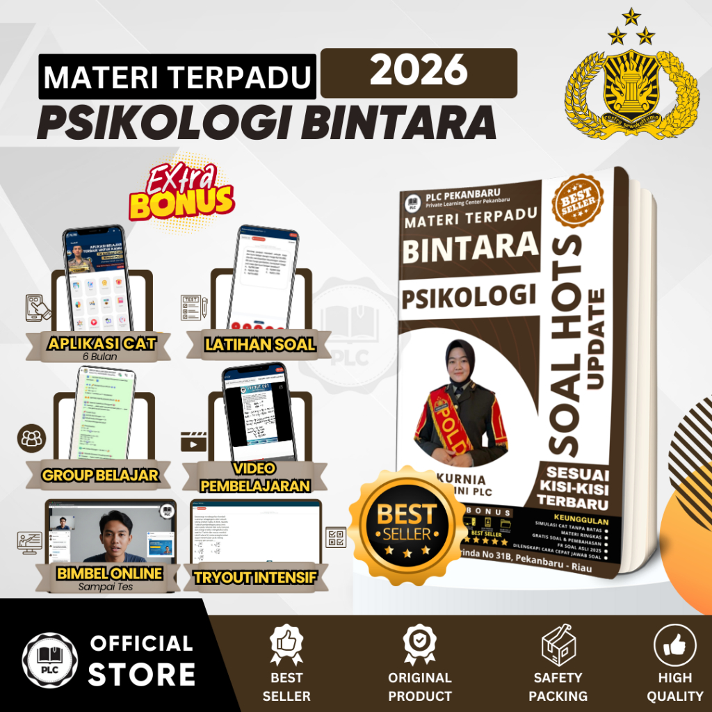 PLC - Buku Materi & Bank Soal Psikotes Persiapan Tes Masuk Bintara POLRI 2026