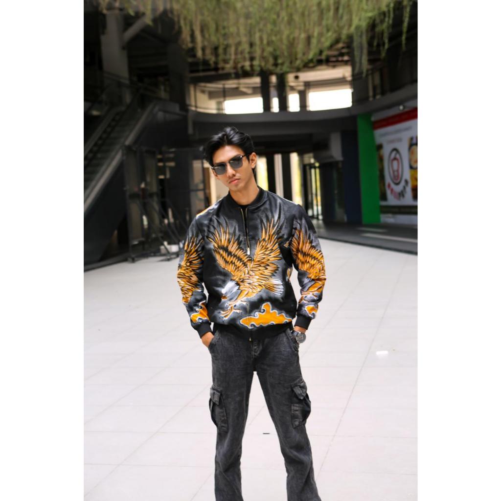 Dasilva Batik Jaket Bomber Batik Motif Garuda Gold