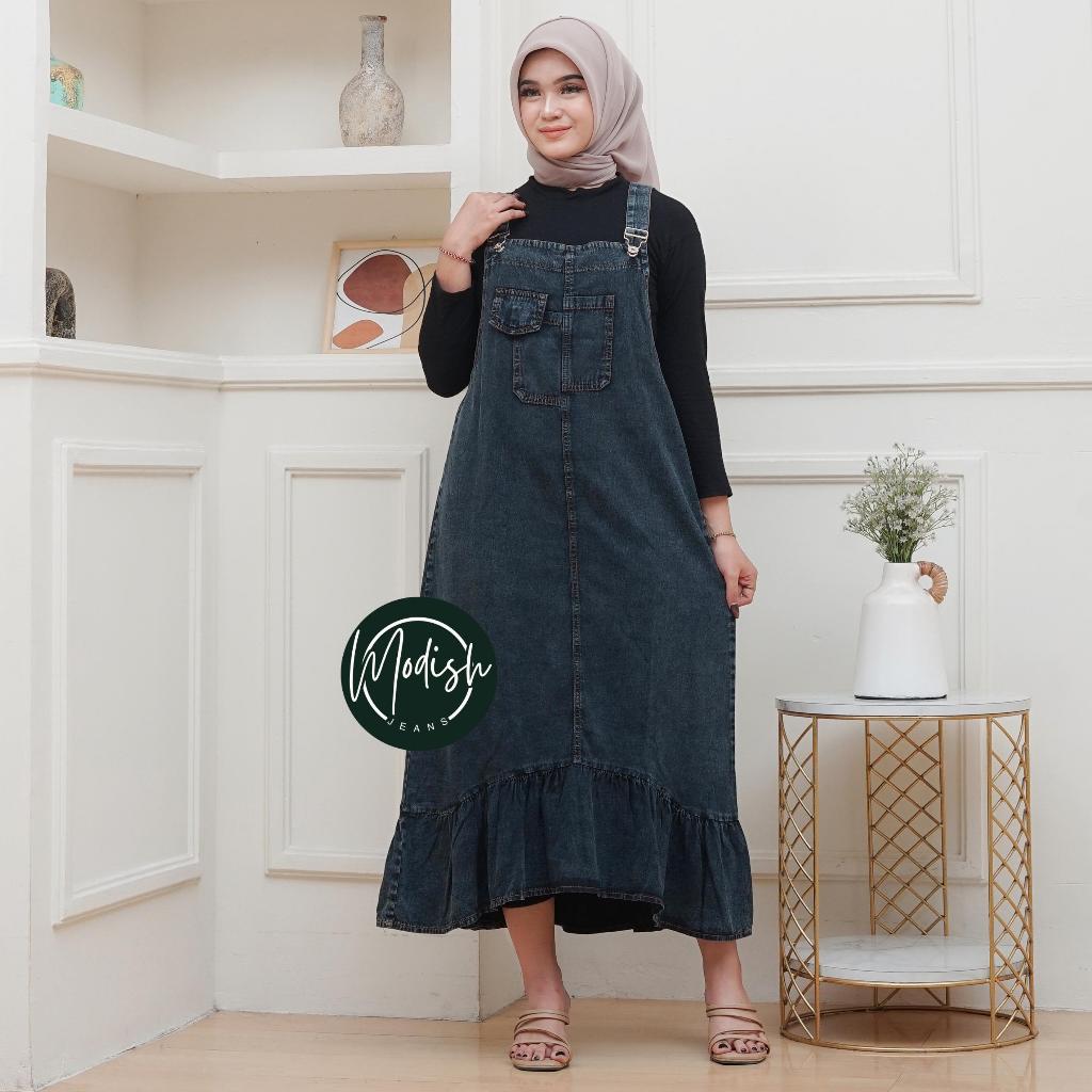 Janeta Overall Baju Kodok Wanita Jumbo Denim Modis