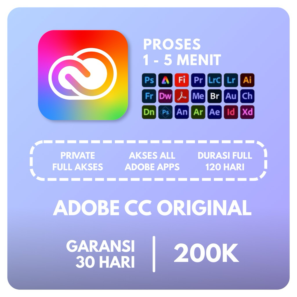 ADOBE CC ORIGINAL 4 BULAN PRIVATE - AKSES ALL ADOBE APPS - GENERATIVE AI