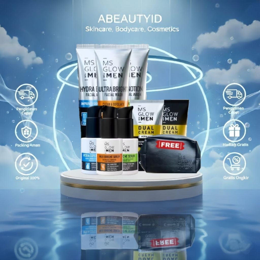 MS GLOW - Paket Wajah Basic Men/Paket men isi 3 original