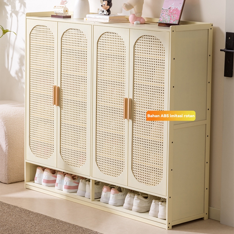 Lemari Sepatu Rak Sepatu Tertutup Bambu Lemari Sepatu Besar Informa Dapat Menampung 40 Pasang Sepatu