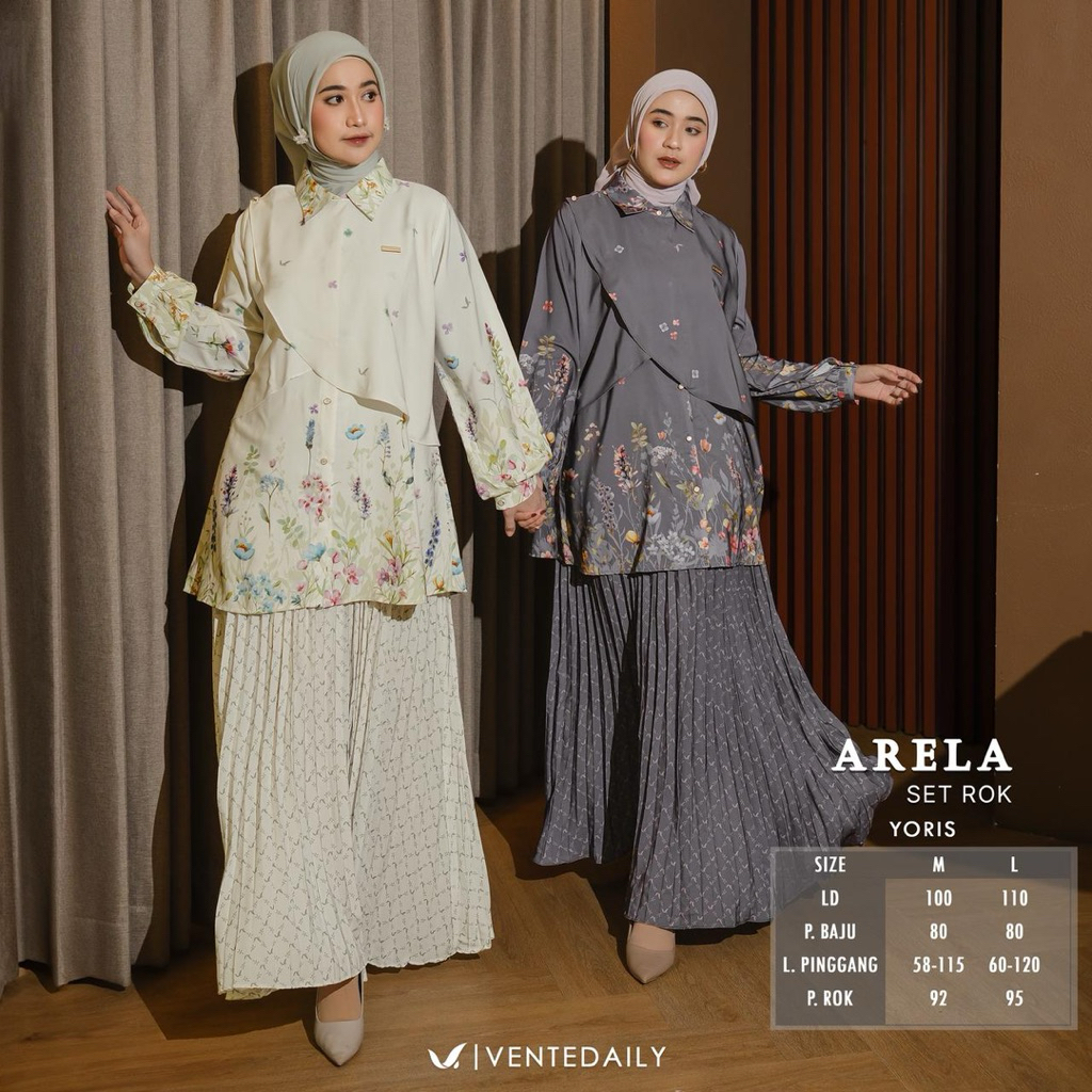 Arela Set Rok Elegant Setelan Atasan Bawahan Rok Plisket by Ventedaily