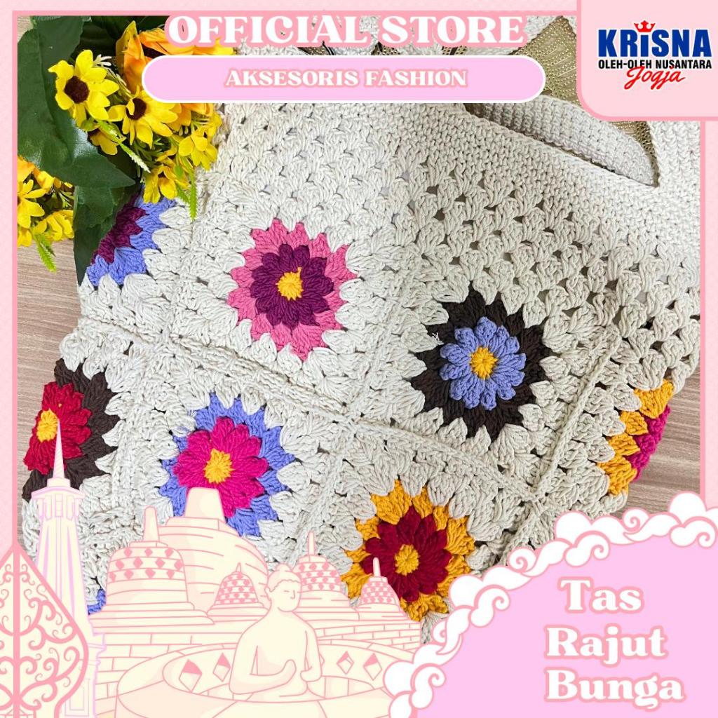 TAS RAJUT BUNGA TIMBUL CANTIK