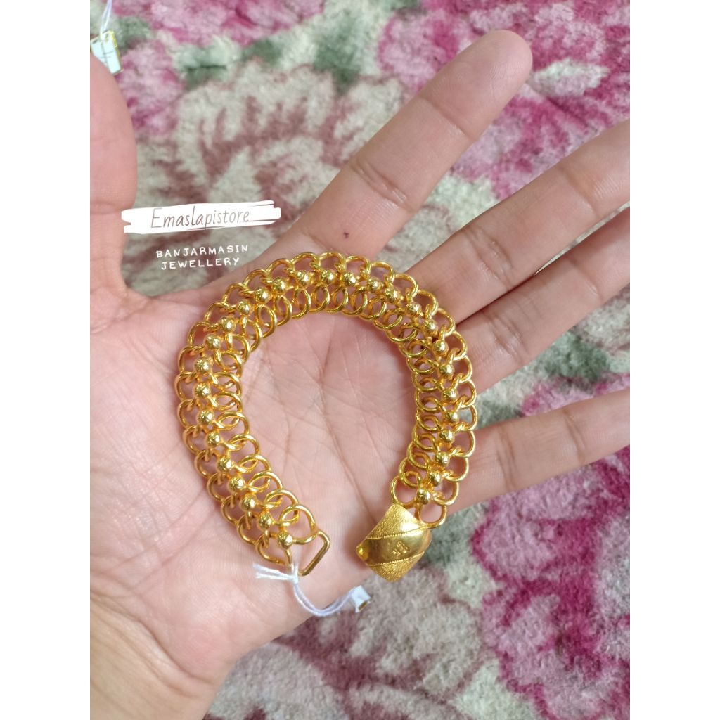 Gelang Lipan Kawatan Rongga Lapis Emas 999 Banjar