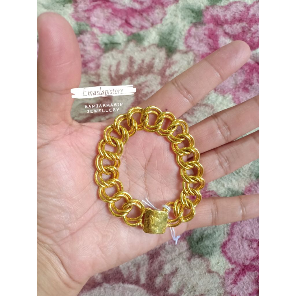 Gelang Medium Coco Anyam Polos Lapis Emas 999 Banjar