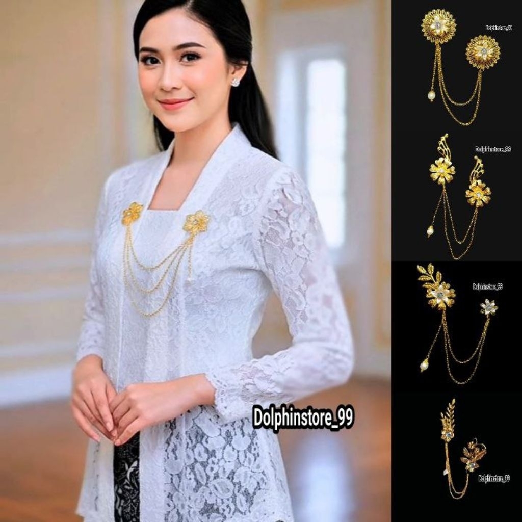 DOLPHINSTORE_99 - Bros Rantai Kebaya Bunga Mewah Berkualitas/Bros Rantai Kebaya/Bros Pin Rantai/ Bro