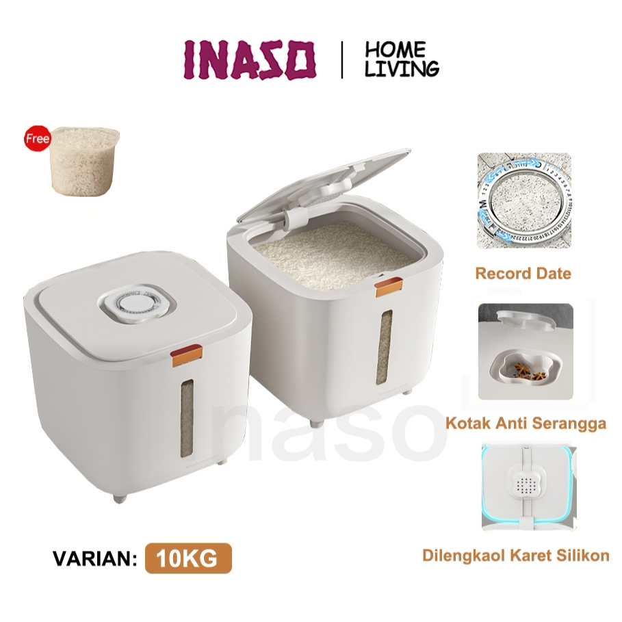Inaso Dispenser Beras Rice Dispenser Tempat Wadah Penyimpanan Beras Rice Bucket HSB793
