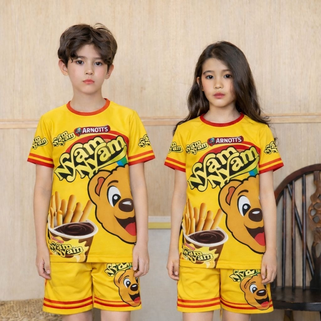 stelan jersey anak motif ciki jajanan anak 3-8th