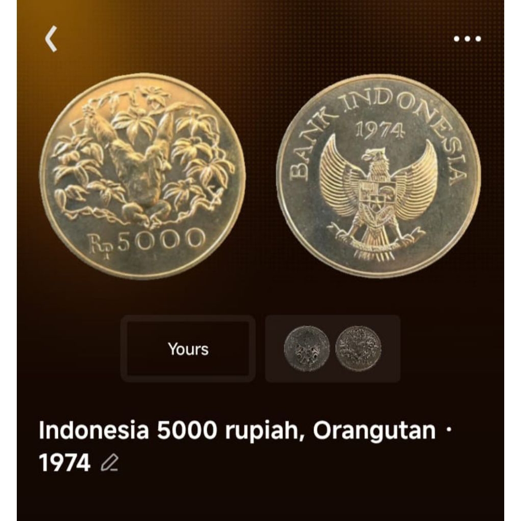 Koin Langka Kuno Perak Silver Asli Rp 5000 Tahun 1974 5000 Rupiah Seri WWF 1974 Orang Utan