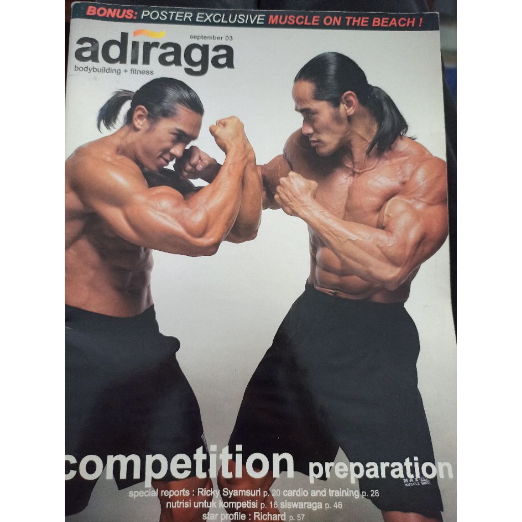Majalah fitness langka Adiraga 2003 + Poster Besar - Ade Rai, Ricky, Nano, Siswaraga 2003, dll.
