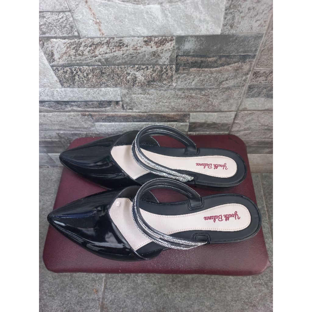 Flatshoes Sepatu Teplek Wanita Pesta Acara Kondangan Sandal Selop Karet Preloved